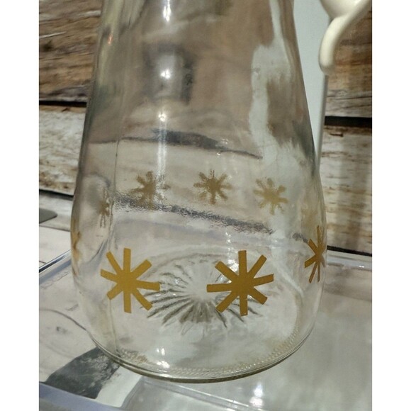 Mid Century Modern RETRO Atomic Starburst Log Cabin Syrup Glass Dispenser Bottle - Picture 6 of 10